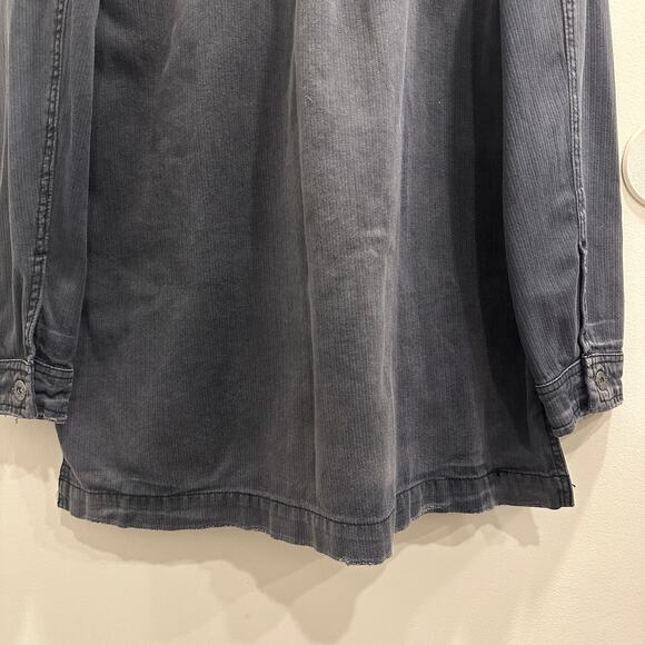 Free People Embellished Military Shirt Jacket Gray Distressed Beaded Patchwork - Picture 10 of 13